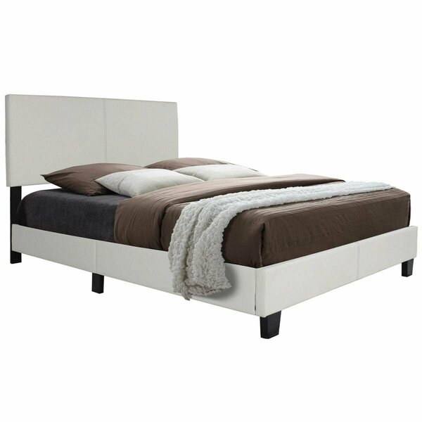 Better Home Nora Faux Leather Upholstered King Size Panel Bed, White NORA-60-WHT
